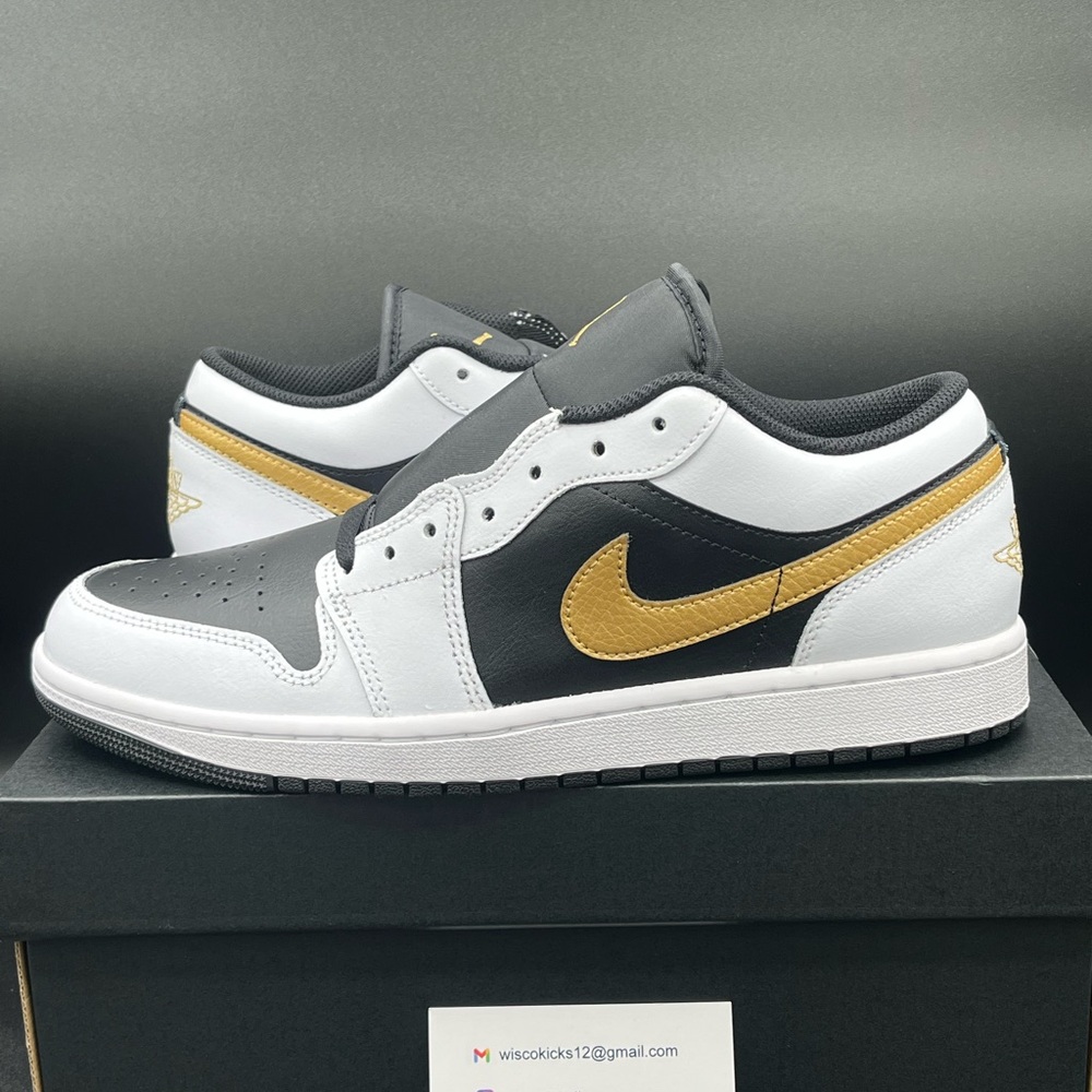 Air Jordan 1 Low Black White Metallic Gold Size 11 NEW